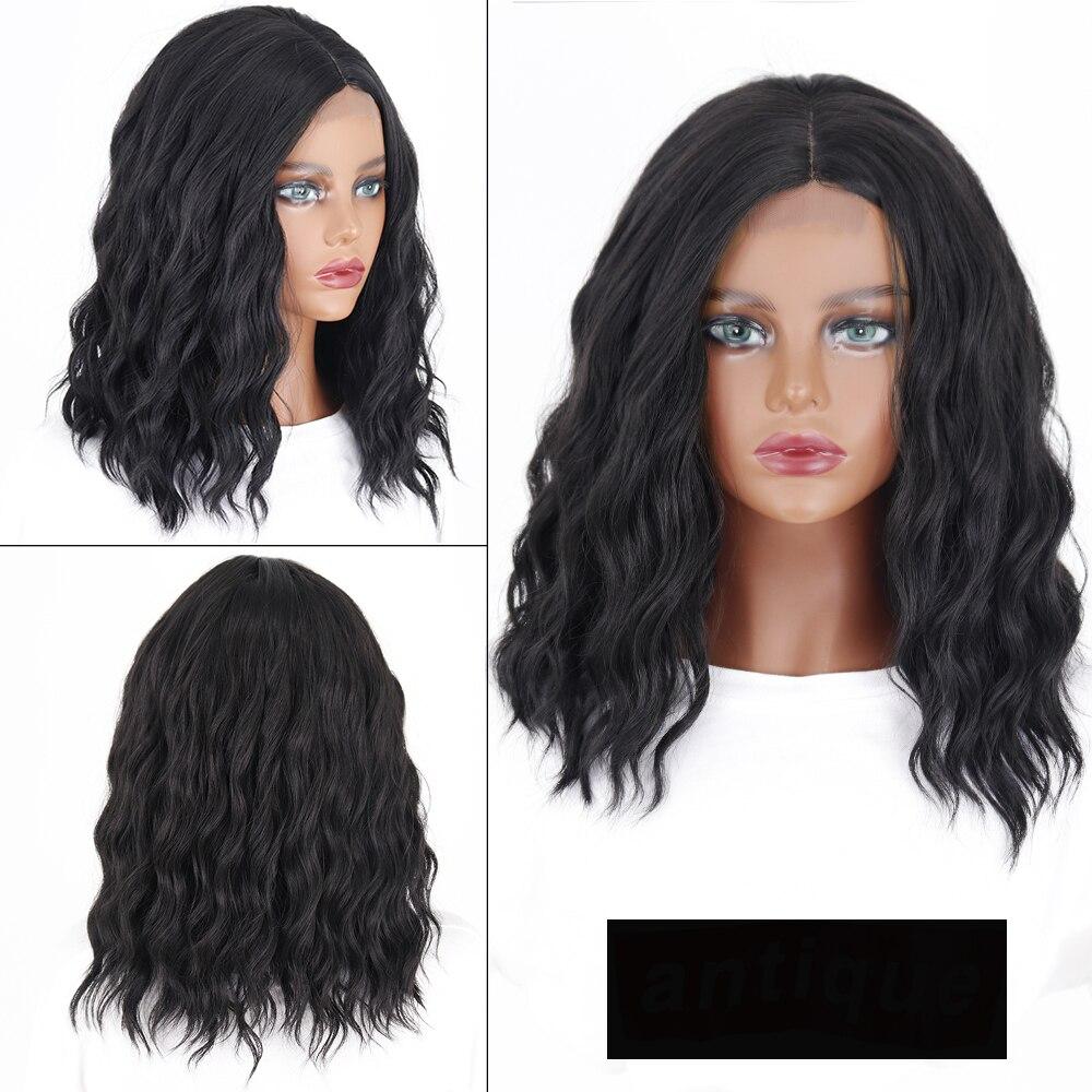 MERISIHAIR Synthetic Shoulder Length Wig Short Water Wave Wigs For Women Ombre Brown Pink Black  Gray  Daily Use