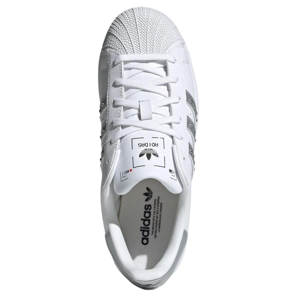Adidas Originals Superstar 2 Leather Versatile Comfortable Durable Low-Top Skate Shoes Women Sneakers White JR4505