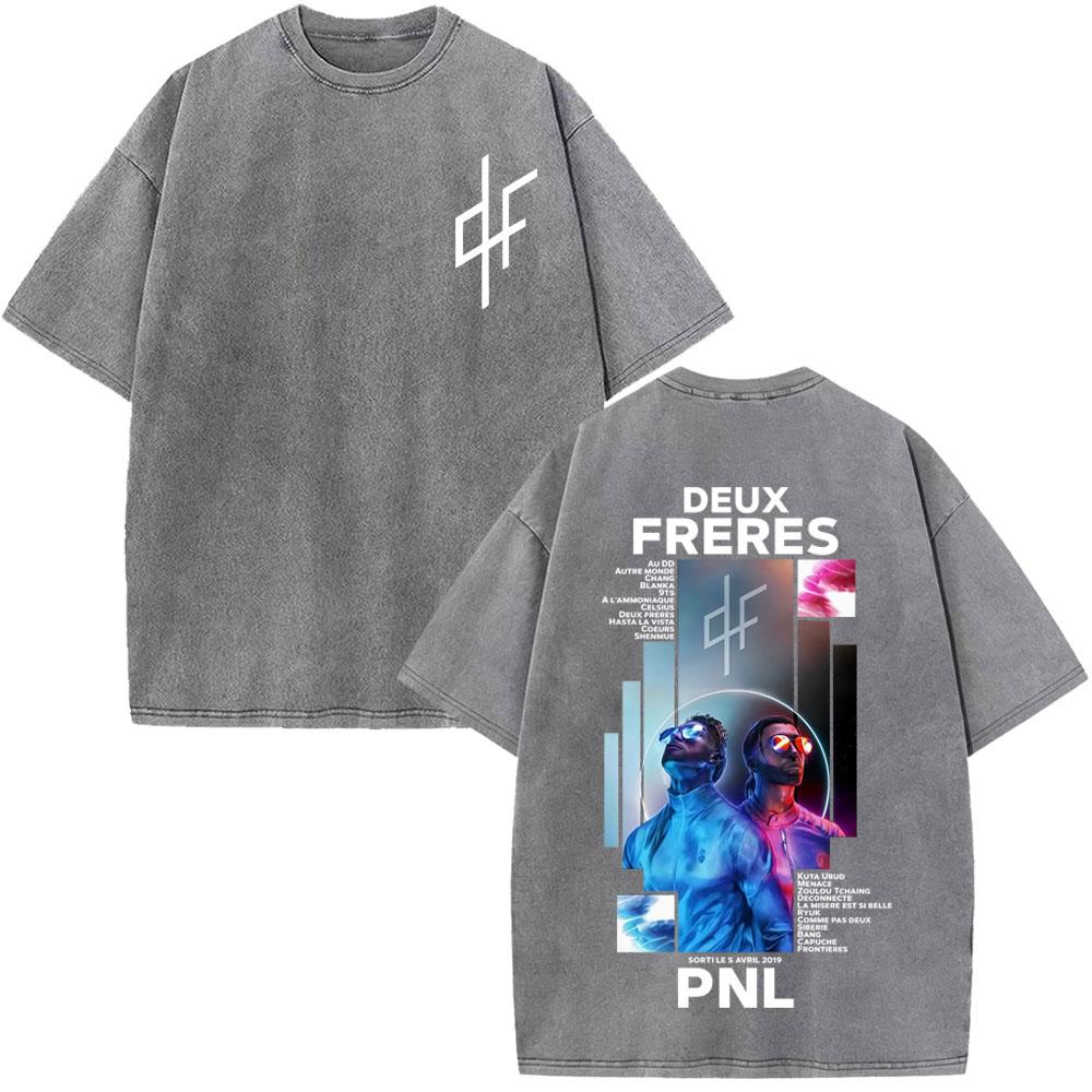 French Rapper Pnl Album Merch Graphic Tshirt Le Monde Chico Tshirt Unisex Unisex Fashion Hip Hop Oversized Vintage Washed Tshirts