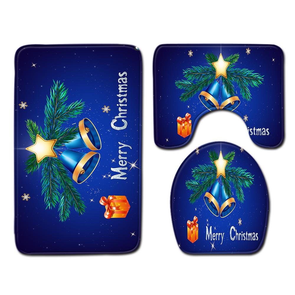 Christmas Bathroom Floor Mat Toilet Three-Piece Set