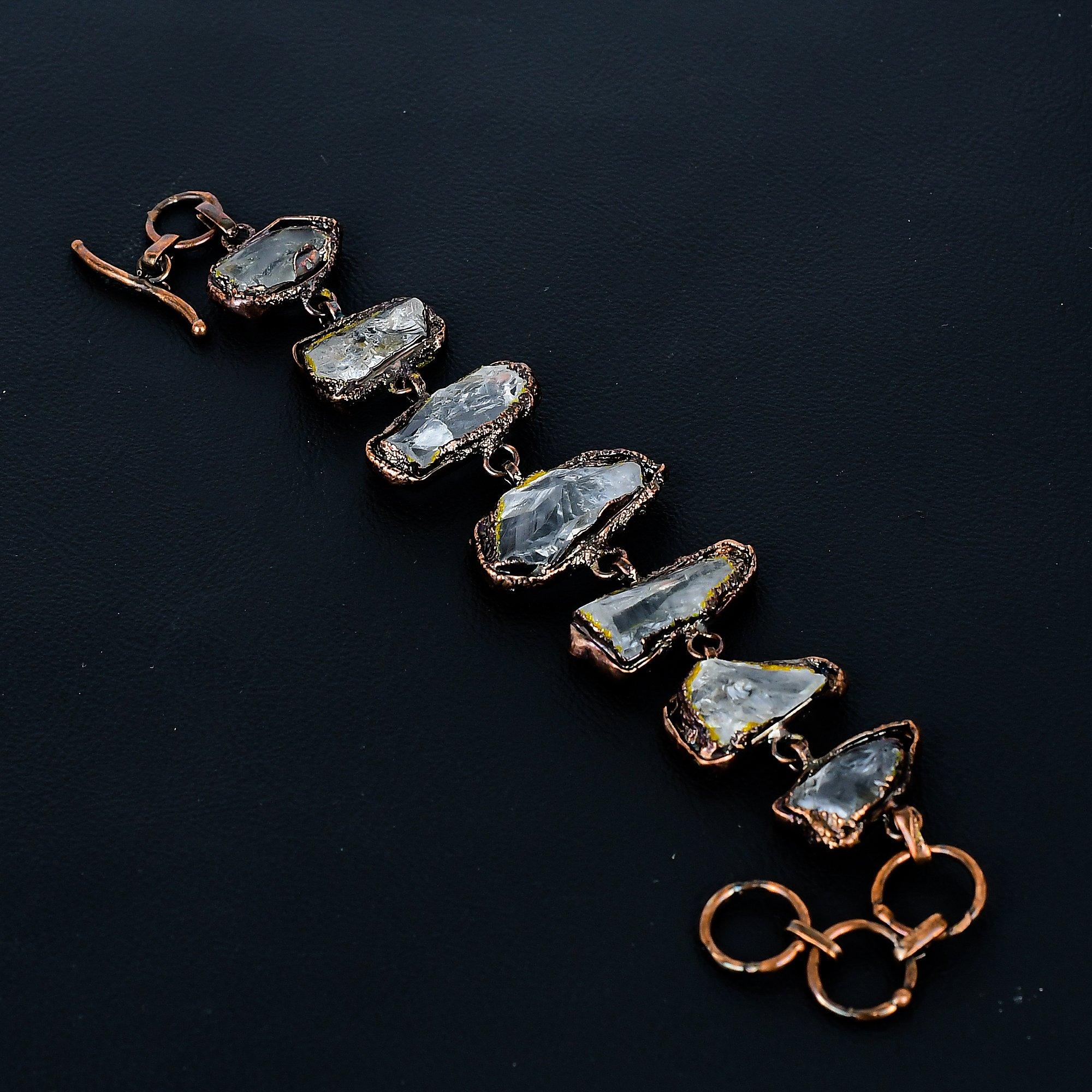 

Браслет из прозрачного кварца ручной работы новейшего дизайна, медный гальванизированный браслет с драгоценным камнем, подарок для мамы