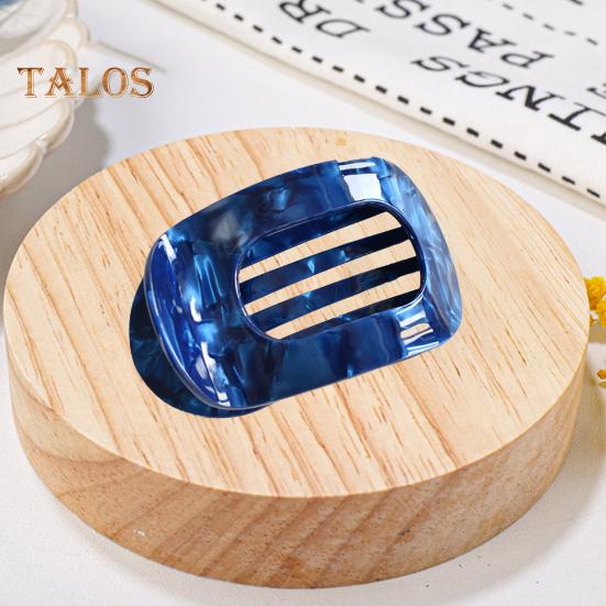 Haarklammer für Damen, flach, runde Form, starker Griff, biegbare Zähne, gebogenes Design, Haarspange am Hinterkopf, großer Clip, Haar-Accessoire