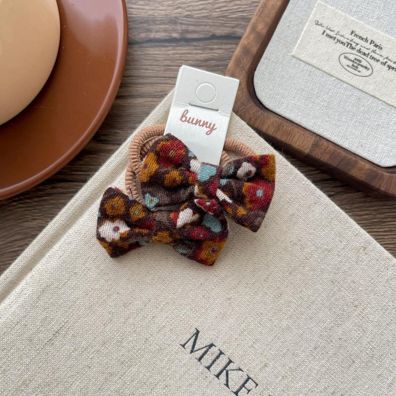 New Coffee-colored Sunflower Mushroom Children's Leather Band Bow with High Elasticity and No Damage To Hair Bands  Ponytail Hair Tie Headwear