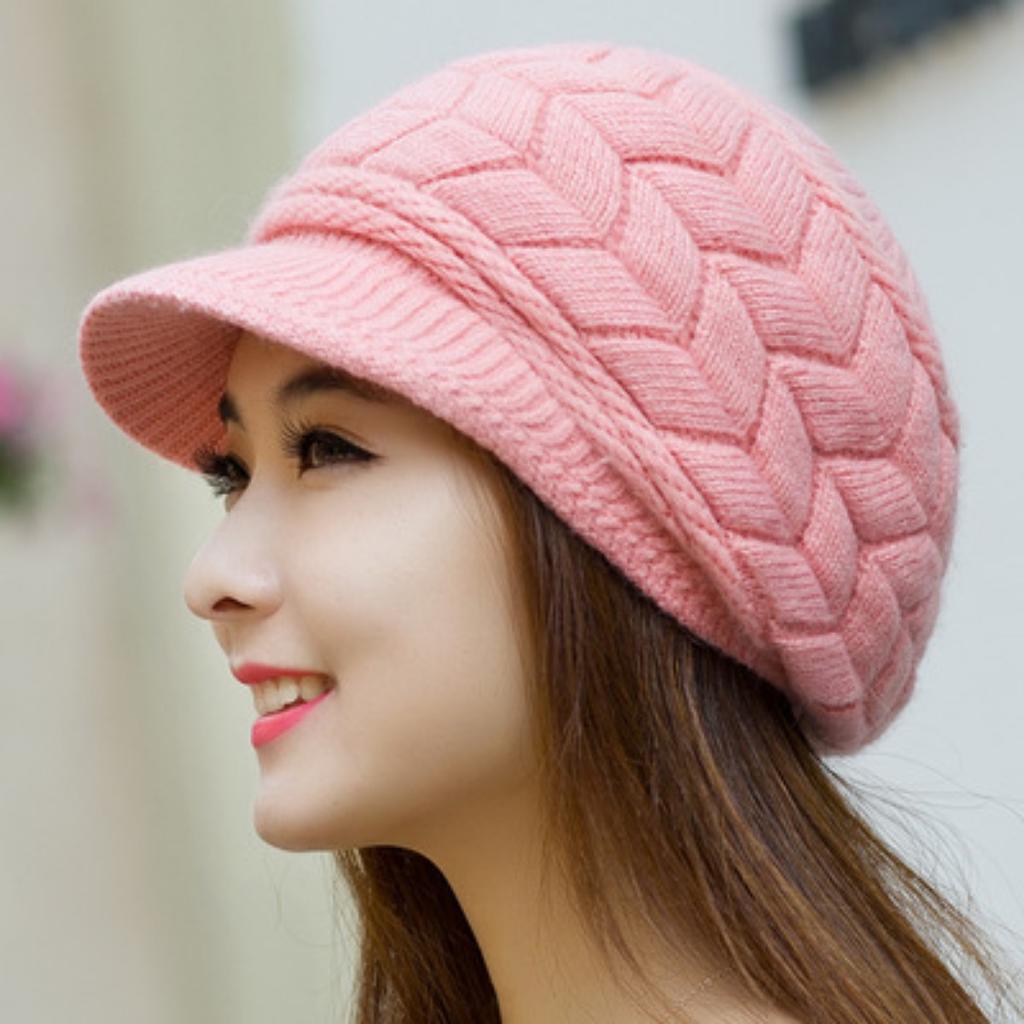 Knitted Hat, Knitted Hat, Velvet Hat, Hat with Brim, Warm Hat, Ear Protection Hat