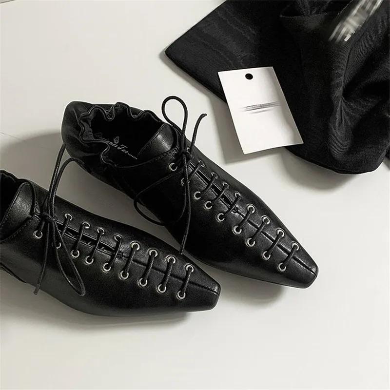 Fashion New Spring Sheep Leather Woman Shoes Square Toe Women Pumps Shoes for Women Chunky Heel Lace Loafers Fashion Gladiator Shoes
