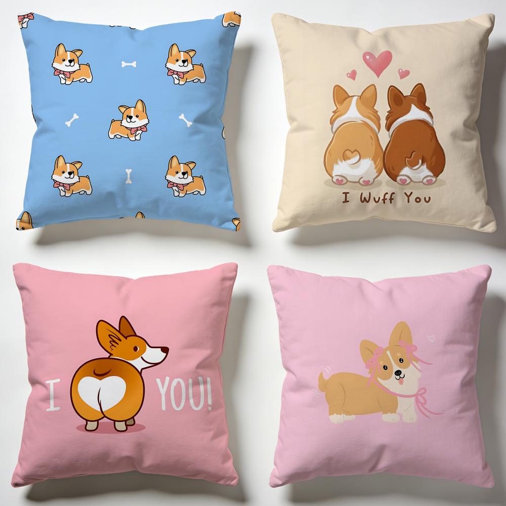 Hübsche Corgi Kissenbezüge Weiche Kissenhüllen für Zuhause Schlafzimmer Wohnzimmer Sofa