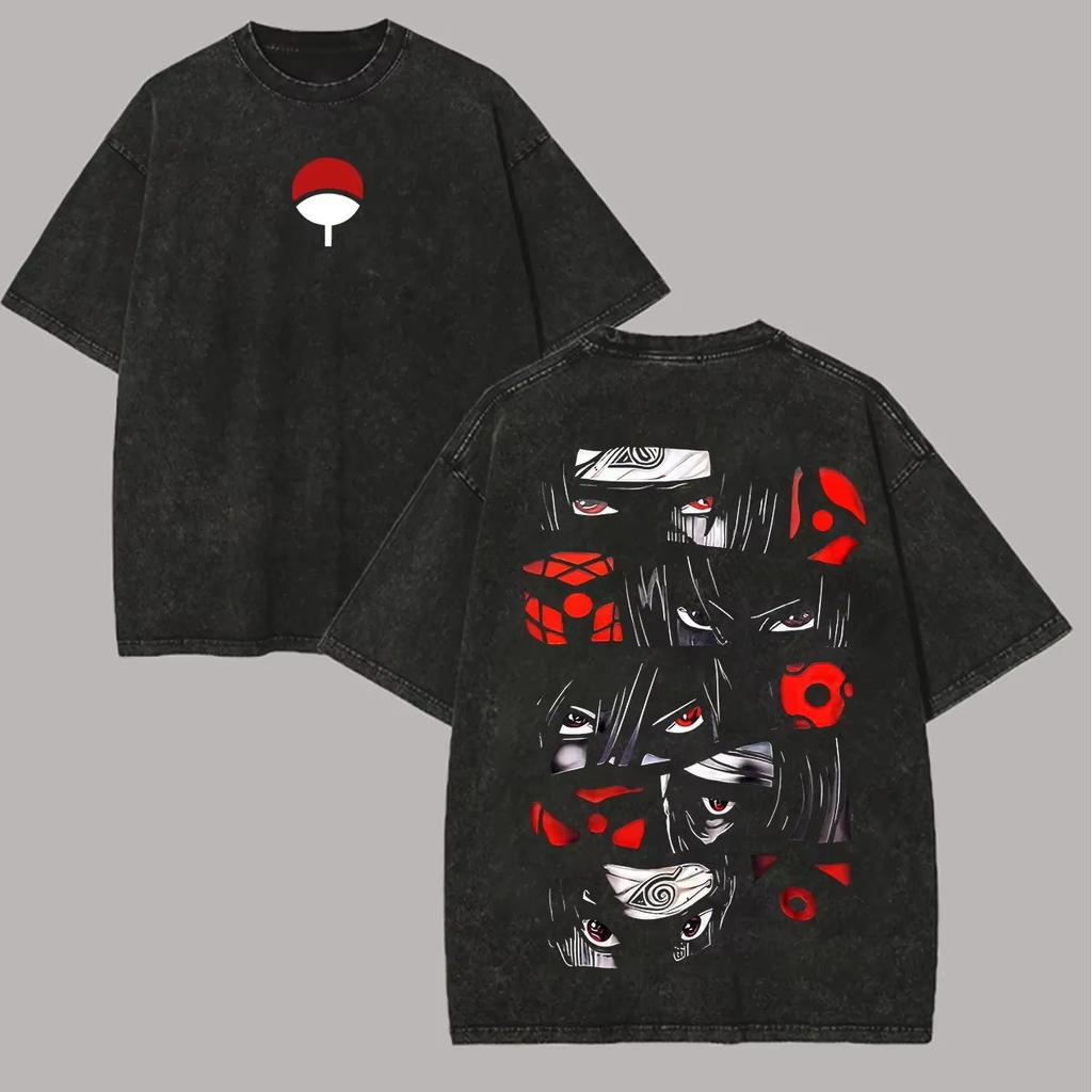 Sommer Naruto Akatsuki Anime T-Shirt, Vintage gewaschen, Unisex