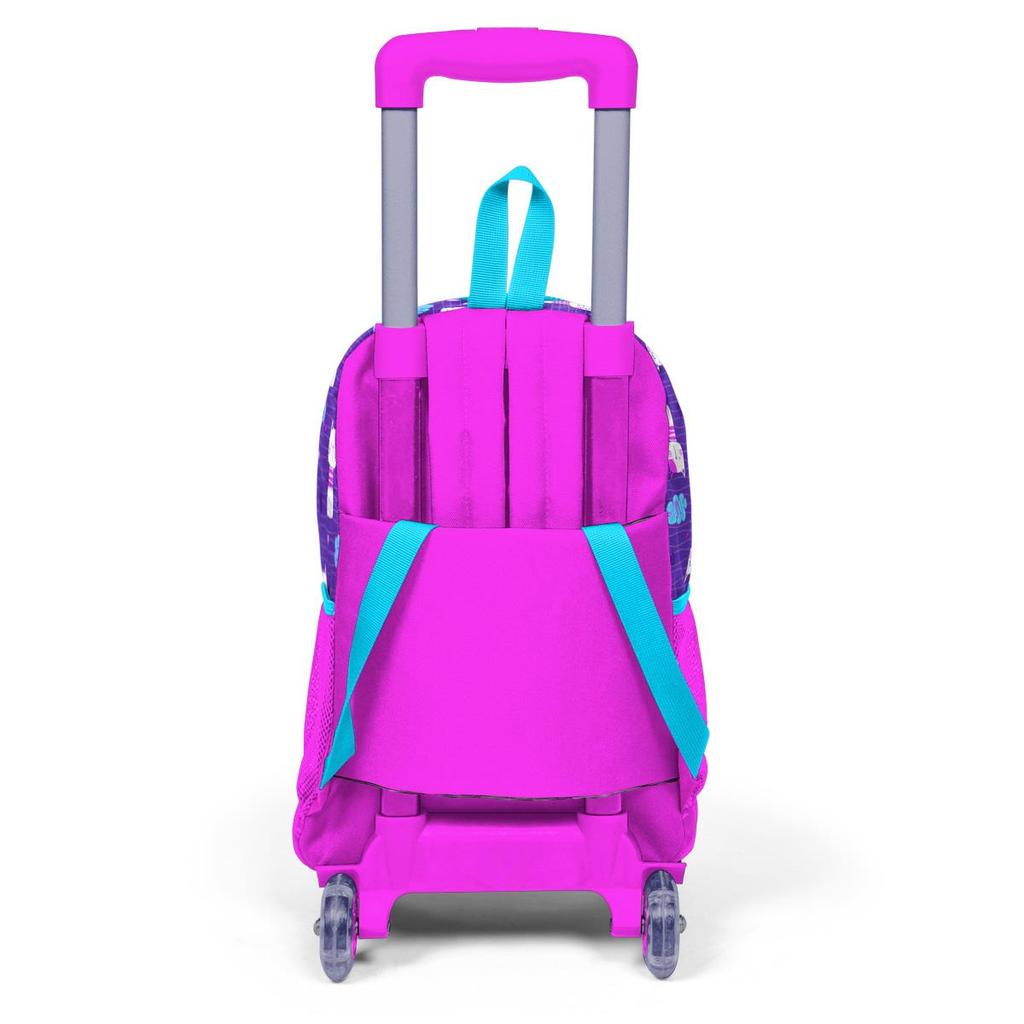 Coral High Kinder Schulrucksack 23360, lila, rosa, mit Katzenmuster, drei Fächer, mit Rakelmuster