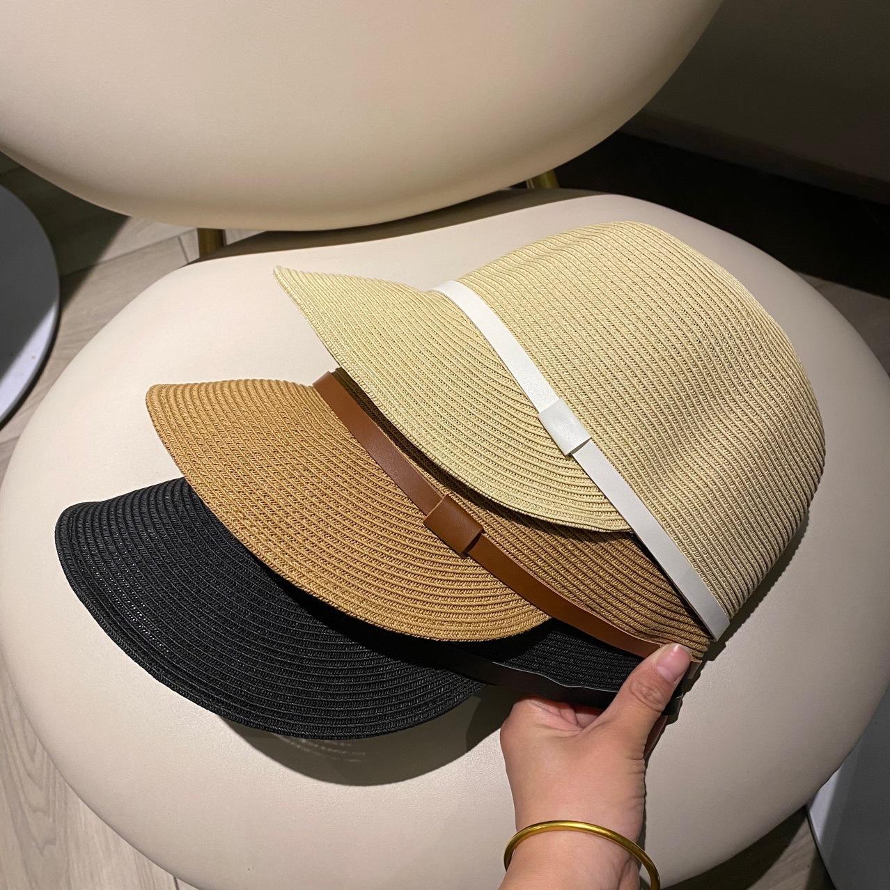 

Elongated-brimmed straw-woven peaked cap for women s summer UV protection, sun protection, sunshade to show the face, small equestrian hat tide Adult (56-58cm) хакі