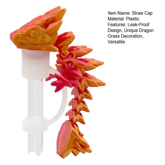3D Dragon Straw Cover Dust-Proof Protector for 30/40oz Cup Reusable Straw Topper Novelty Cup Accessories