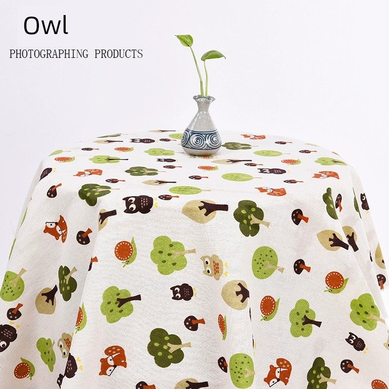 

Tablecloth Cloth Cotton Linen Fabric Small Fresh Rectangular Tablecloth Desk Ins Student Minimalist Tablecloth Coffee Table Cloth Owl 200*150cm (multi-shot cut according to size)