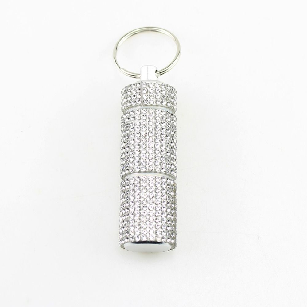 Mini Shiny Pill Case Keychain Waterproof Organizer Bottle Pendant Cute Pill Storage Box Hiking