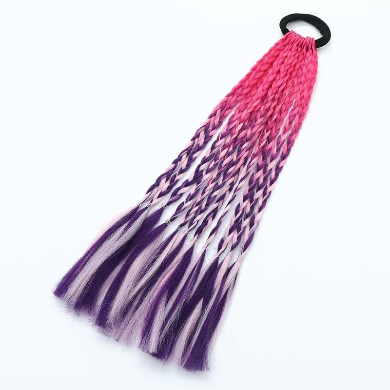 1 PCS New Girls Dirty Braids Colorful Twist Tie Wigs Ponytail Kids Hair Accessories Headbands Rubber Bands Princess Headwear