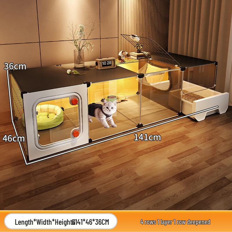 Compact Indoor Cat Villa: Integrated Bed, Toilet, and Play Area - Space-Saving Design for Apartment Living
