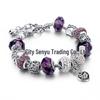 White Round Beaded Bracelet with Pandora DIY Drip Oil Large Hole Bead