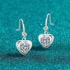 Sterling Heart Stud Earrings With Full Moissanite Ocean Design Women Sweet Chic Style 2025
