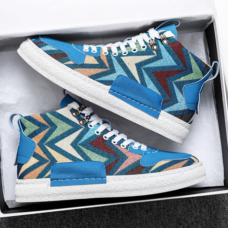 Fashion Fashion High Top Canvas Sneakers Men Summer Breathable Skateboarding Shoes for Men Lightweight Vulcanized Shoes Man Espadrilles