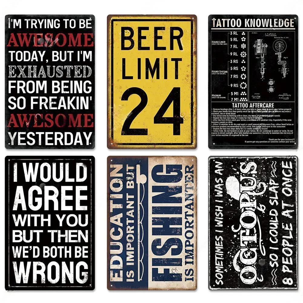 Funny Sarcastic Vintage Metal Posters Tin Signs Decor Retro Plaque Metal Plate Home Wall Art Decor for Bar