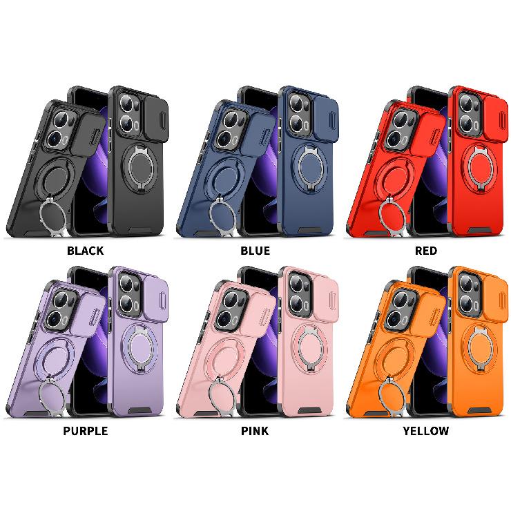 For Oppo Reno 15 Pro Case, Magnetic Camera Cover Phone  Case Cover with 360° Rotating Ring Holder for Oppo Reno 15 F/Reno 14/Reno 13 Pro