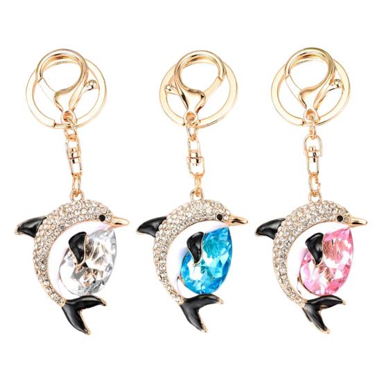 Schlüsselanhänger Strassbesetzter Delfin-förmiger Schlüsselanhänger Anhänger mit starkem Karabinerhaken Schlüssel Taschen Autoschlüssel Zubehör