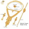 Dubai Wedding Jewelry Set: Ethnic Brass Gold-Plated Necklace, Earrings, Ring, and Bracelet.