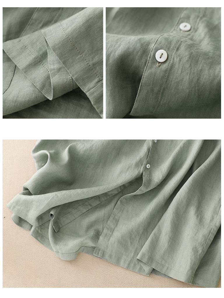 Reversible 2023 Summer Cotton Linen Ruffle Collar Dress with Swing Skirt & Short Sleeves