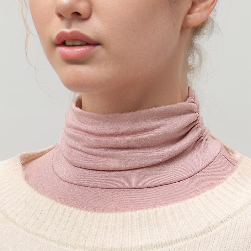 Perfect Match Black Modal High Nack Fake Collar Soft False Collar For Women Solid Color Elastic Jersey Detachable Collar