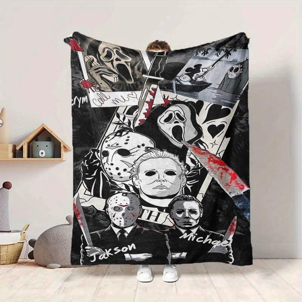 1pc Horror Movie Characters Blanket Soft All Season Throw with Vibrant Design, Perfect for Home, Travel, and Gifts, Ideal for Naps and Camping