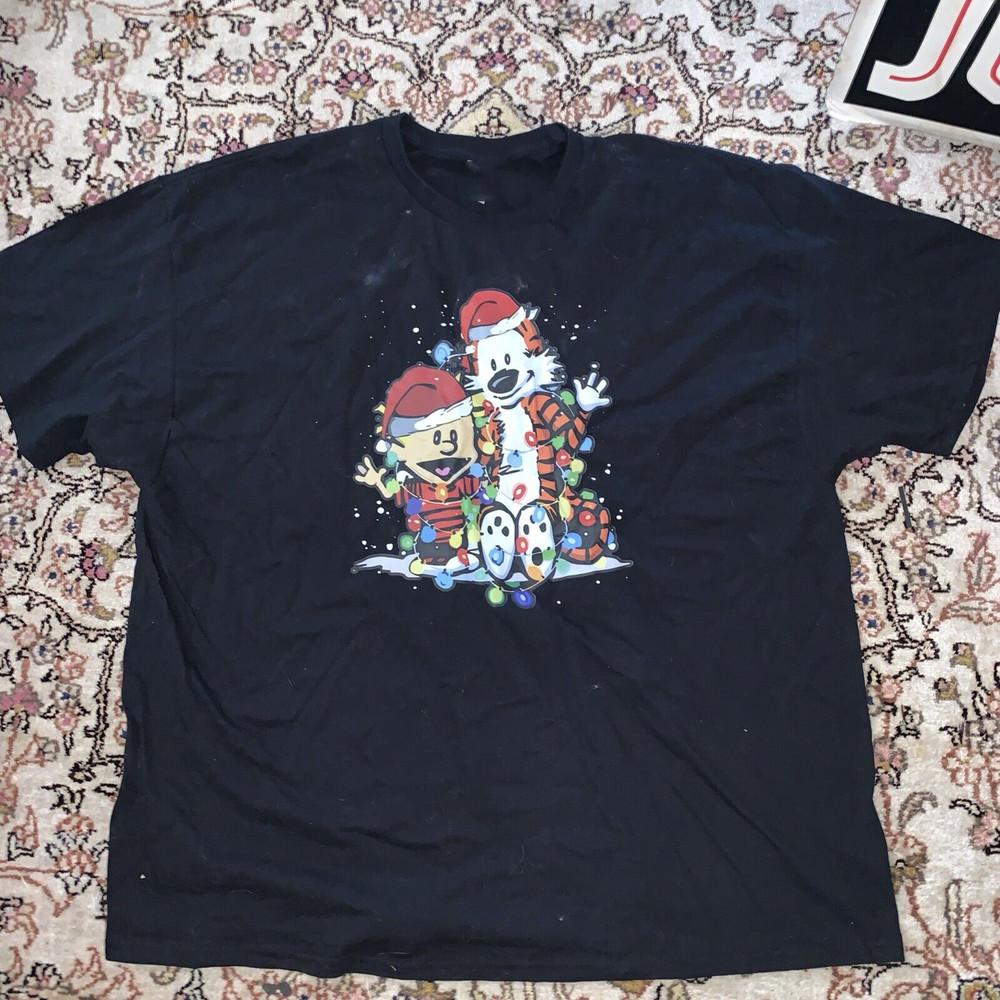 Calvin And Hobbes With Lights Christmas Tee Cotton Unisex Shirt S To 3XL Unisex T-Shirt XXXXL