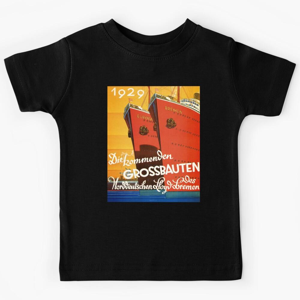 Beautiful Art Deco Vintage German Cruise Ship Travel Poster Kids T-Shirt 160