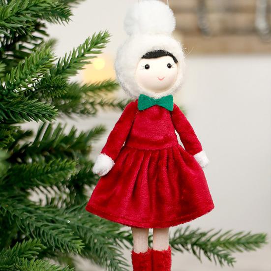 Christmas Doll Pendant Hanging Ornament with Lanyard Easy To Hang Plush Toy Decoration Holiday Party Decor