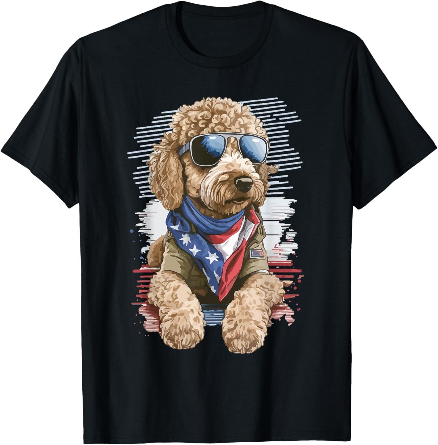 Goldendoodle patriotic golden doodle dog T-Shirt XL