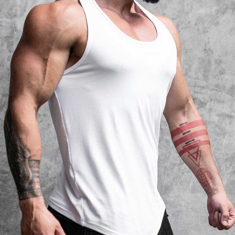 Summer Men's Sleeveless T-shirt Vest Gym Comfortable Breathable Muscle Bodybuilding Vest Solid Color Backless Sports Vest