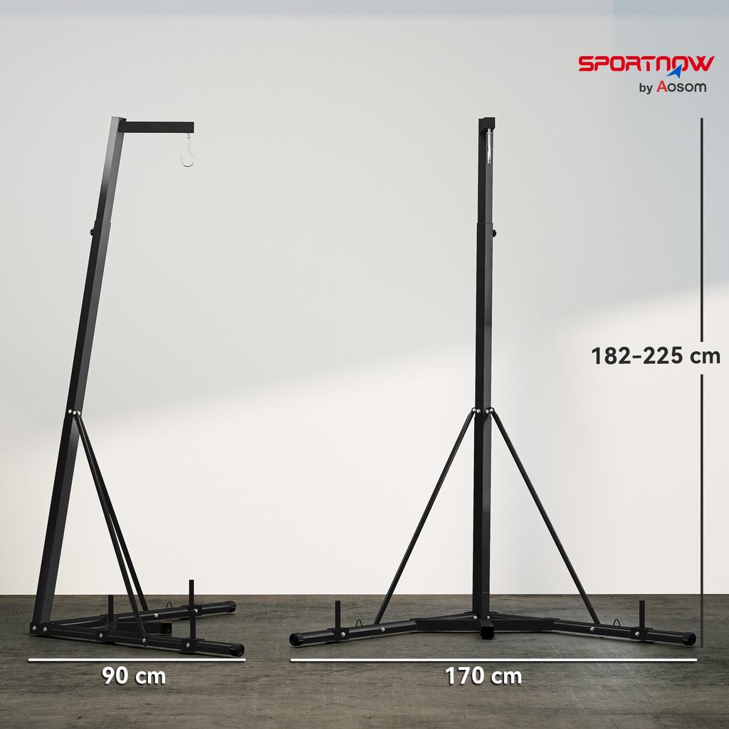Foldable Punch Bag Stand for Heavy Bag, Speed Bag, Freestanding and Adjustable - Black