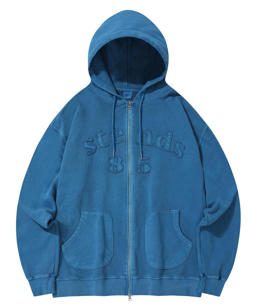 Stends [M~4Xl] Pigment Arch Logo Hoodie Zip-Up_Blue