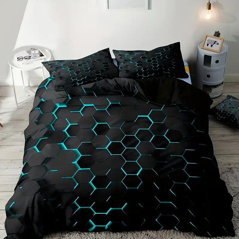 Aqua Colorful Geometry Duvet Cover Set Single Double For Kids Adults Queen King Size Bedding Set With Pillowcase For Bedroom