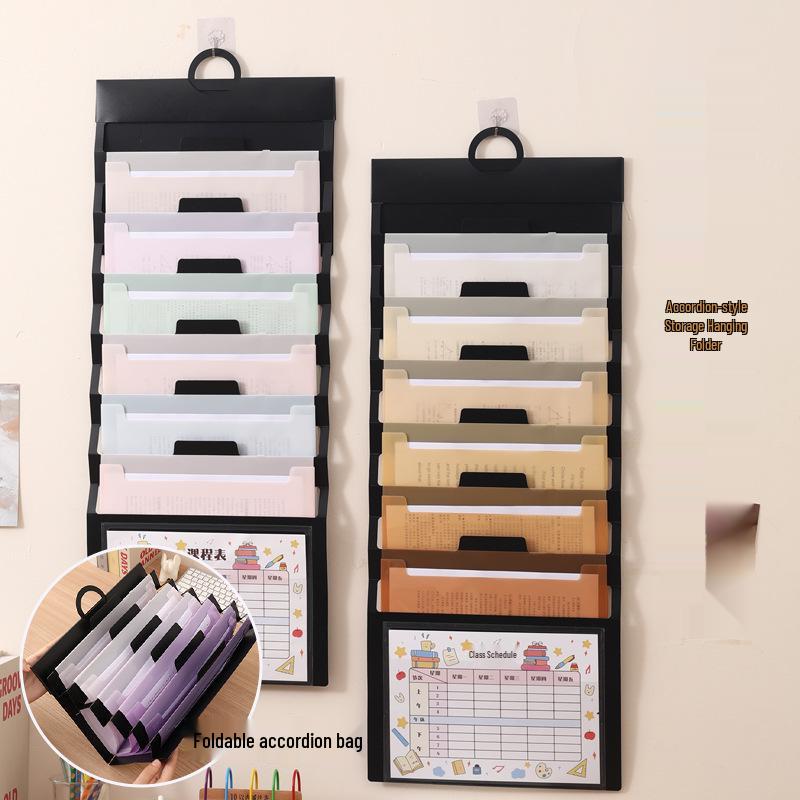 Nástěnná harmoniková taška: Vícevrstvý úložný prostor na testové papíry A4 pro studenty