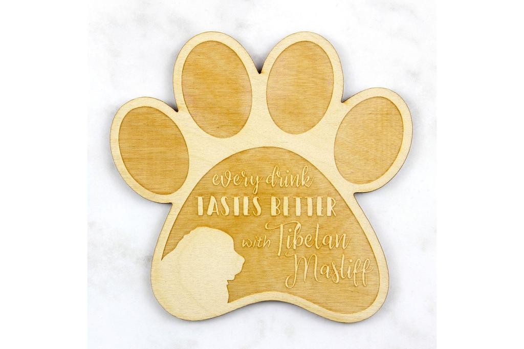 Mastiff Tibetan, Do khyi - Coaster cu cană, coaster gravat cu câine, cadou pentru iubitorul de câini de la marca Art-Dog