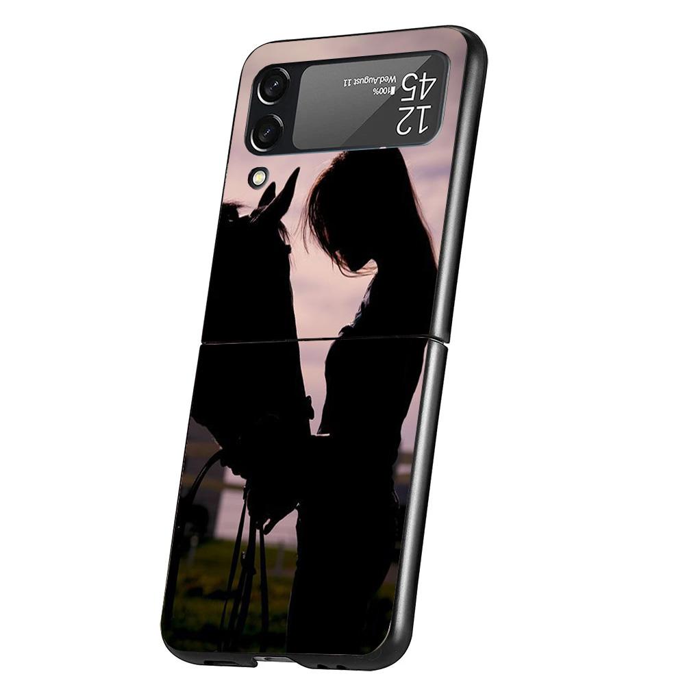 Horse Great Beauty Galloping Cover Phone Case For Samsung Galaxy Z Flip 7 6 5 4 3 5G Flip7 Flip6 Flip5 Flip4 Flip3 Black Fundas