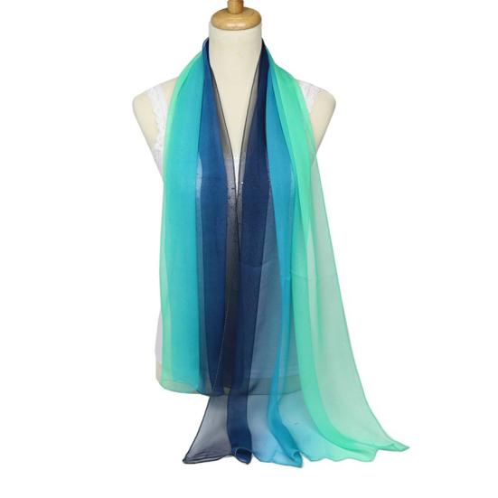 Fashion Gradient Color Voile Scarf Women Lightweight Soft Long Neck Wrap Shawl