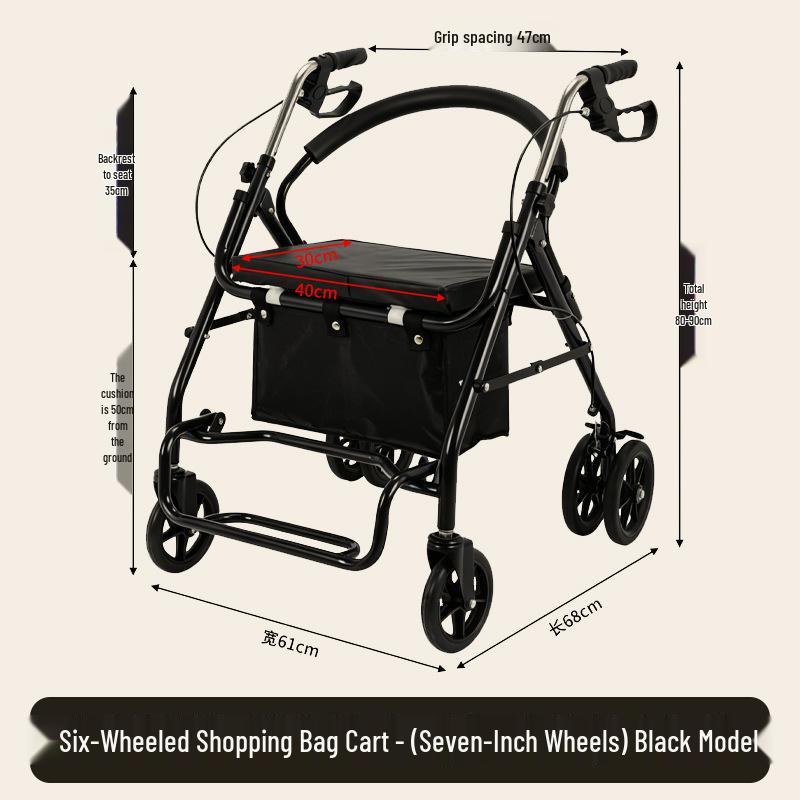 Rollator Walker with Seat & Basket for Elderly Mobility and Shopping