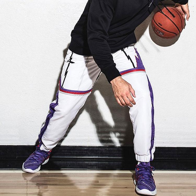 Li Ning Professional Basketball Series Loose Fit Drawstring Cuffed Long Knit Sports Pants Men Bottoms Standard-White AYKRA17-2