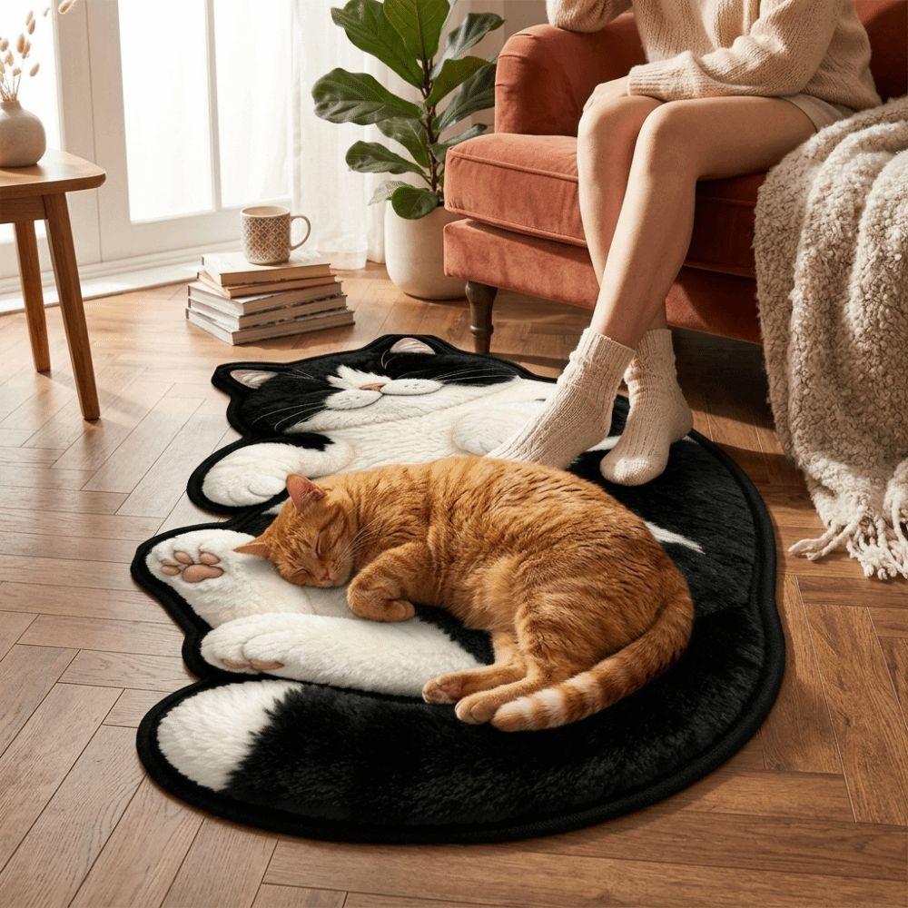 High-Density Cat-Shaped Area Rug Stain Resistant Home Decor Carpet Bedroom Rug Nursery Room