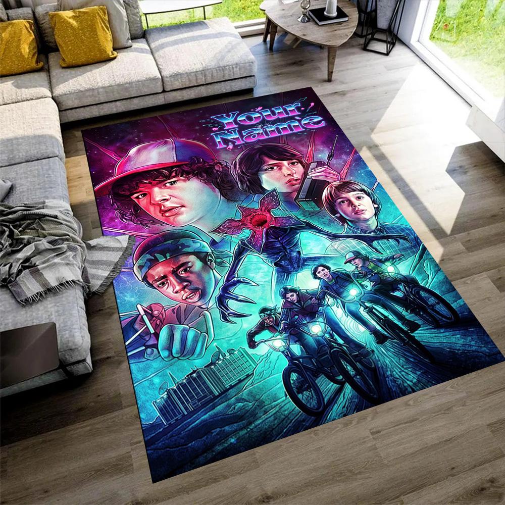 Stranger Things Customize Your Name Area Rug Perfect for Playrooms Decorate room Hallway Balcony Anti-slip Rug Anime Office Decor