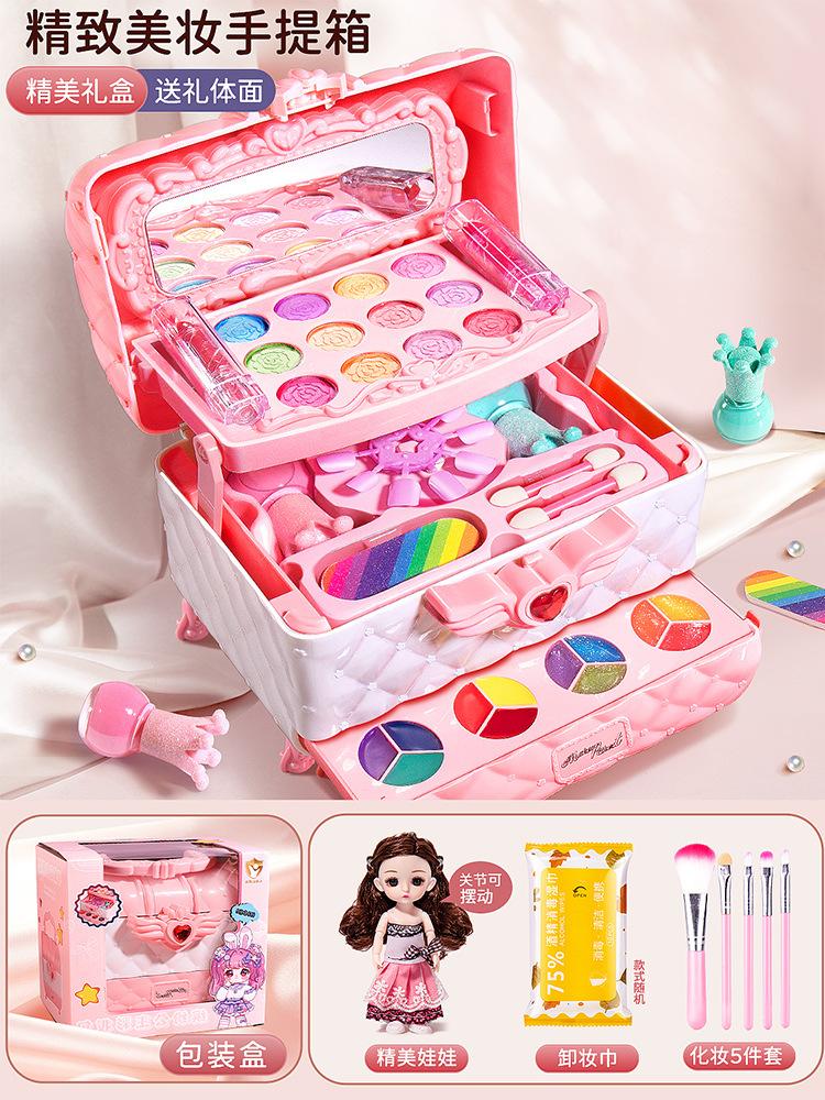 Kinderen wasbare make-up meisjes speelgoed - Kinderen make-up kit voor meisjes, echte make-up set, kleine meisjes make-up kit voor peuters kinderen pr