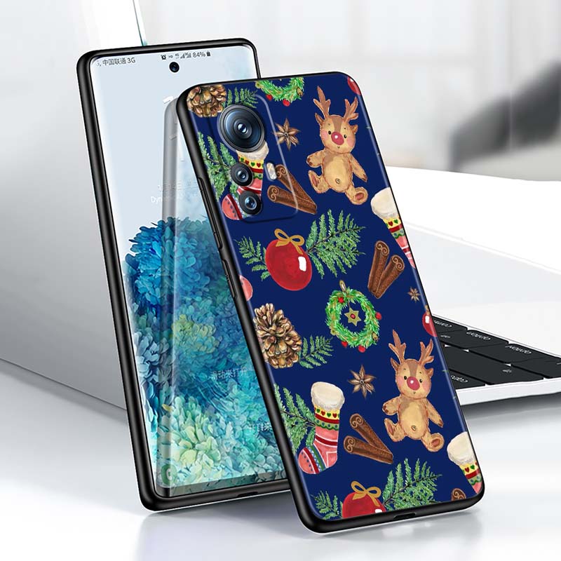 Christmas Cartoon Pattern For Xiaomi Mi 15 14 13 13T 12 12T 12S 11 11i 11T Pro Ultra Lite 5G Black Soft Phone Case