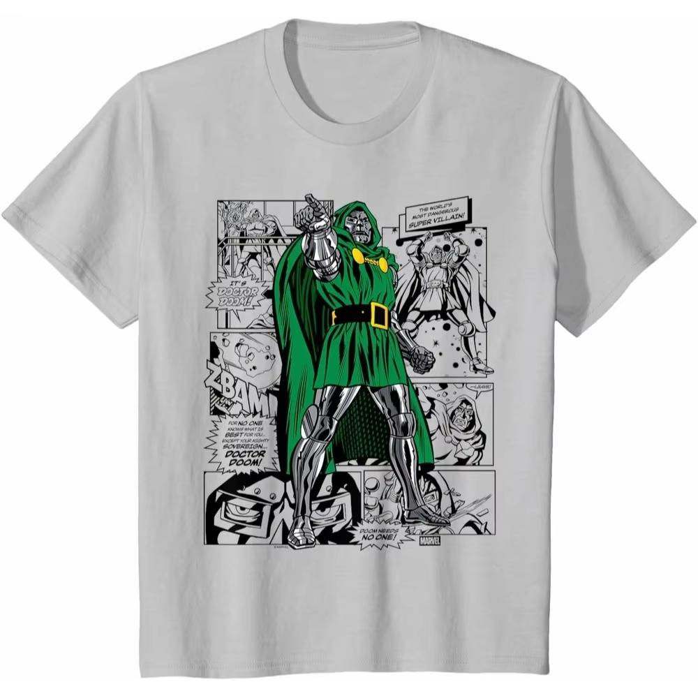 Doctor Doom Marvel TShirt Unisex Short Sleeve Vintage Style Heavyweight Cotton Regular Fit Crew Neck Casual Top for Adult Fans