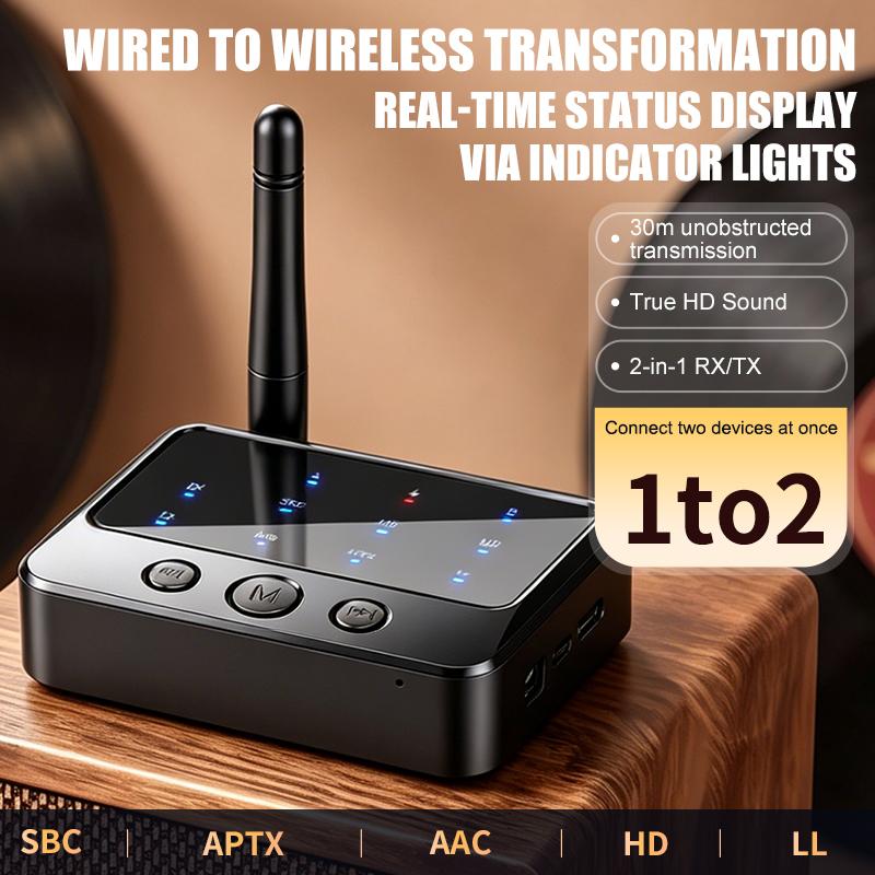 Dual Steam Bluetooth 6.0 Receiver Transmitter aptX HD/LL Low Latency 3.5mm AUX RCA Jack Wireless Audio Adapter For PC TV