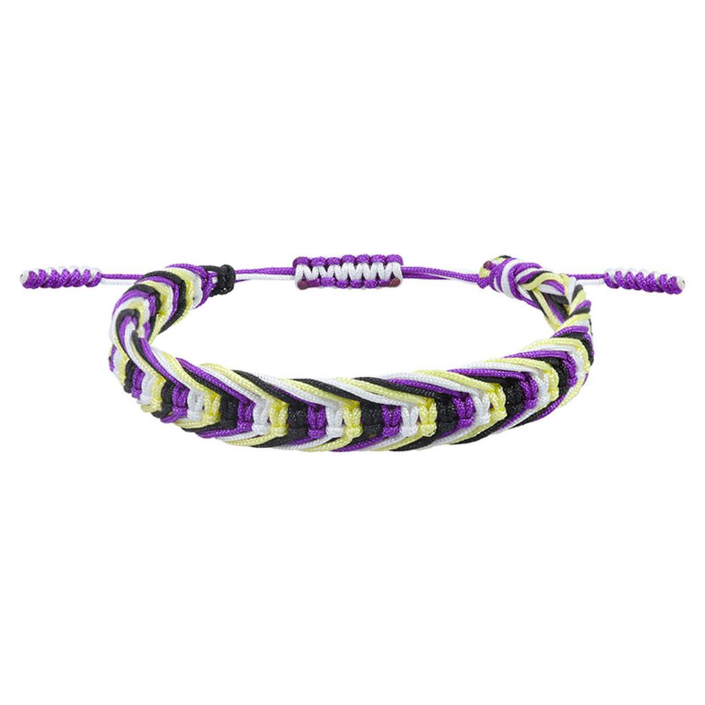 Polyester Boho Bohemia Waved String Braided Friendship Bracelets Ethnic Multicolor Weave Textured Adjustable 15cm-27cm long, 1PC