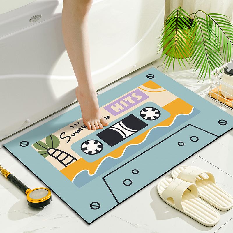 Cartoon Tape Mat Bathroom Absorbent Mat Diatom Mud Toilet Toilet Door Non-slip Mat Door Carpet